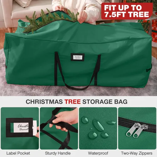 Miniatura 4 de Paquete de 3 bolsas de almacenamiento para árbol de Navidad, para árboles artificiales de hasta 7.5 pies, duraderas e impermeables con asas de Gris