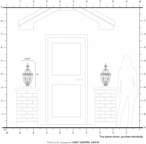 Miniatura 9 de Livex Lighting 2264-02 - Farol de poste para exteriores, 2 luces, latón pulido