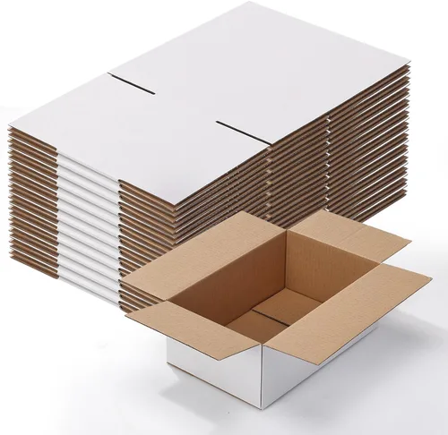 Miniatura 30 de Calenzana Juego de 40 Cajas de Envío 8x6x6, Caja de Cartón Corrugado Blanco para Envío, Embalaje de Regalos, Pequeña Empresa