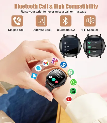 Miniatura 2 de Relojes inteligentes para mujeres y hombres, reloj inteligente de 1.72 pulgadas para teléfonos Android con monitor de frecuencia cardíaca