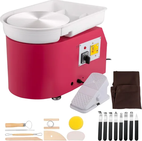 Miniatura 10 de VEVOR Rueda de cerámica para adultos, máquina formadora de ruedas de cerámica de 11 pulgadas/28cm, pierna de elevación ajustable de 0 a 6 pulgadas
