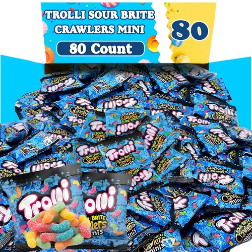 Miniatura 9 de SourBrite Crawlers Minis - Gusanos de gomita de caramelo, 30 unidades envueltas individualmente, bolsas de tamaño de golosina, gusanos de goma agria