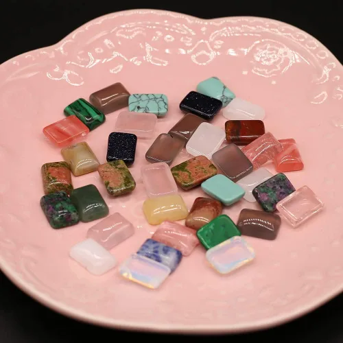 Miniatura 5 de Cabujón rectangular con parte trasera plana piedras naturales cabujón para hacer joyas 20 piezas