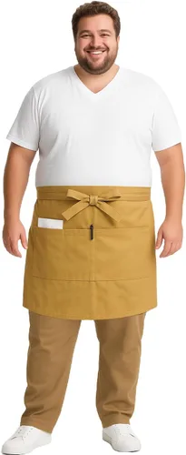 Miniatura 9 de Urby Delantales de cintura/medio para mujer con bolsillos talla grande delantal XL XXL o cintura W40+, mandiles para mujer para trabajo Blanco