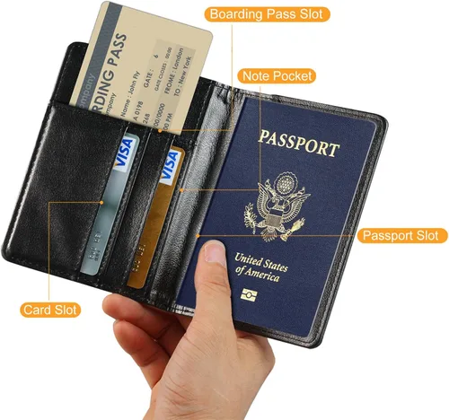 Miniatura 4 de Funda de piel sintética para pasaporte, con bloqueo RFID, tarjetero para mujeres y hombres, 01 no tocar, Cartera Rfid
