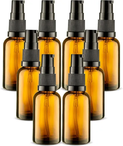 Miniatura 10 de VitalUp Botella de bomba de vidrio ámbar recargable vacía ideal para crema de loción, aceite esencial, contenedor pequeño de viaje, paquete de 2
