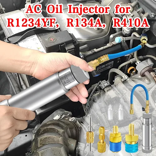 Miniatura 7 de Inyector de tinte de CA con válvula de cierre, inyector de aceite de CA para R1234yf R134a R410a, inyector de tinte 1234yf con función de prevención