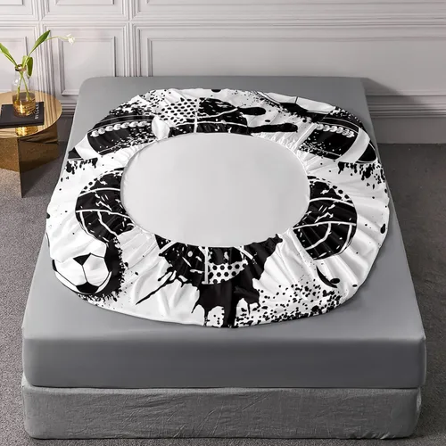 Miniatura 5 de Axolotl Juego de sábanas deportivas de tamaño individual, juego de ropa de cama deportiva de pelota, sábana bajera ajustable para niños, ropa
