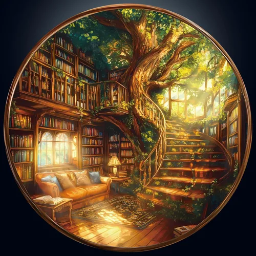 Miniatura 11 de Rompecabezas Redondos para Adultos 1000 Piezas, Rompecabezas Difíciles y Desafiantes para Adultos, Rompecabezas de 1000 Piezas de la Biblioteca