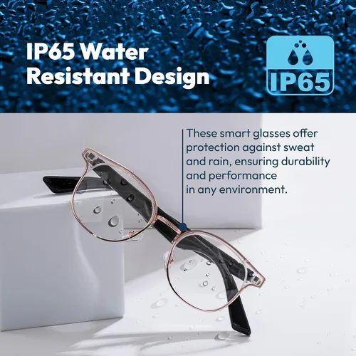 Miniatura 6 de Lentes inteligentes Bluetooth de audio, auriculares inalámbricos con lente de bloqueo de luz azul, micrófono, altavoz, música de oído abierto
