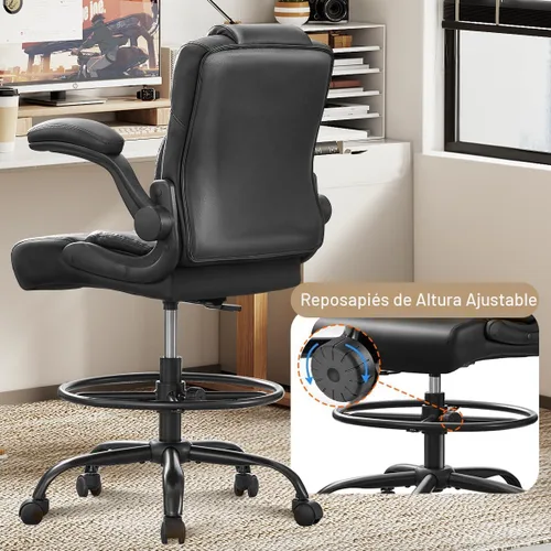 Miniatura 5 de BOSMILLER Silla de dibujo, silla de oficina alta para escritorio de pie con altura ajustable, sillas de computadora con reposapiés para el hogar