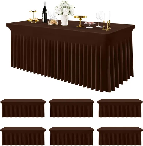 Miniatura 24 de Smiry Mantel de Spandex Paquete de 6, Mantel Elástico Ajustable Extensible para Mesas Rectangulares de 4 Pies, Cubierta de Mesa Impermeable Lavable