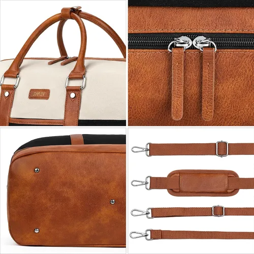 Miniatura 142 de IBFUN Bolsas de fin de semana para mujer, bolsa grande de lona para viaje, bolsa de viaje con compartimento para zapatos, 21 pulgadas, juego de 3