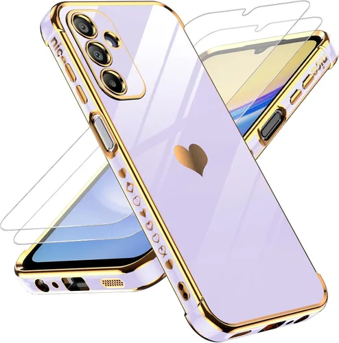 Miniatura 19 de LeYi for Moto G 5G 2025 Case: with Tempered Glass Screen Protector [2 Pcs]+ Full Camera Lens Protection,Love Heart Plating Cute Luxury Soft TPU