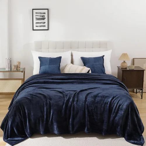 Miniatura 29 de Manta de Forro Polar Negro para Sofá, Silla, Sillón, Suave, Cálida, Mullida y Acogedora para Mujeres y Hombres, 300GSM Decoración de Habitación