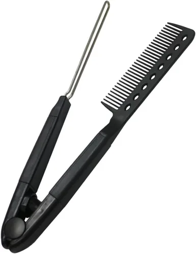 Miniatura 2 de FRCOLOR Juego de 2 cepillos para alisar el cabello, peine en forma de V, herramienta de hierro plano compacto para salón y cuidado del cabello