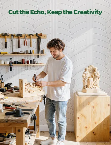 Miniatura 8 de Paquete de 4 paneles acústicos grandes que absorben el sonido para paredes de estudio, azulejos decorativos autoadhesivos de arte de hojas
