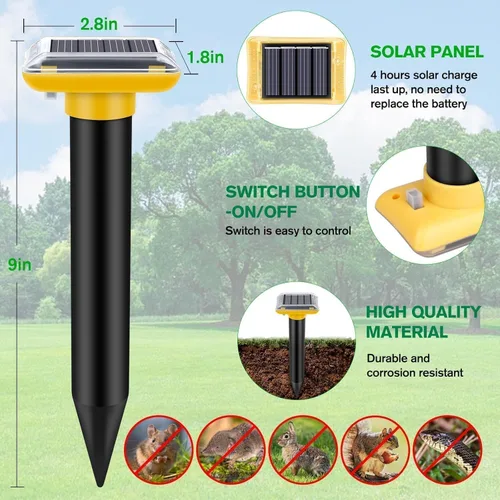 Miniatura 3 de Repelente ultrasónico de topos al aire libre, paquete de 6 repelentes solares para césped y jardín, trampas impermeables para matar topos, repele