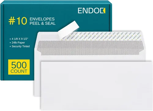 Sobres autosellados #10, 500 unidades, tintados de seguridad, 4 1/8 x 9 1/2 pulgadas, sobres de negocios, tamaño carta, papel de 24 libras, color