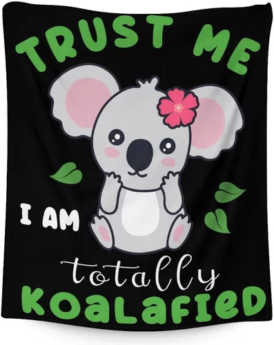 Miniatura 10 de Manta Koala para los amantes del koala, tamaño de cuna de 40 x 50 pulgadas, manta suave y acogedora para regalo, manta negra de dibujos animados
