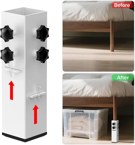 Miniatura 4 de Elevadores de cama de acero al carbono de grado superior 2025 de 2.3 pulgadas de diámetro, altura ajustable (3.2 o 5.1 pulgadas), elevadores de cama