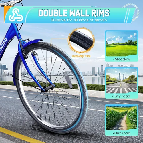 Miniatura 4 de 24/26 Inch Adult Tricycle, 3 Wheel Bikes with Large Basket, Cruiser Bike for Women/Men/Seniors, Adult Trike for Outdoor/Shopping/Recreation/Picnic
