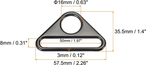 Miniatura 2 de uxcell Ajustador de hebilla triangular Anillos en D Triángulo Ajustador Triángulo con barra Clip giratorio para correa de bolsa
