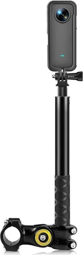 PULUZ Soporte para manillar de motocicleta para Gopro, Insta360 One×2/×3 y otras cámaras de acción Selfie Stick se adapta a manillares de 1.142