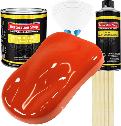 Miniatura 32 de Restoration Shop - Pintura de esmalte acrílico Monza Red para autos - Kit completo de pintura de galón - Recubrimiento profesional de alta Rojo