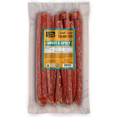 Miniatura 10 de Long John Snacks Palitos de salami secos – Paquete a granel de palitos de carne ahumada con alto contenido de proteínas, hechos a mano con cortes