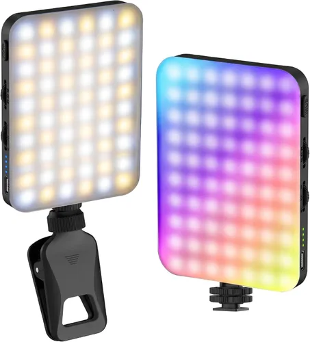 Miniatura 12 de 91 LED cargador portátil selfie luz videoconferencia iluminación with Clip & Camera Tripod Adapter, Rechargeable 2000mAh, CRI 96+, 4 Light Modes