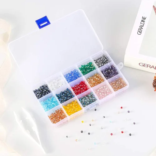 Miniatura 5 de Cuentas redondas de vidrio de 0.157 in para hacer joyas, color AB, 1500 cuentas espaciadoras de cristal para pulseras, collares, accesorios