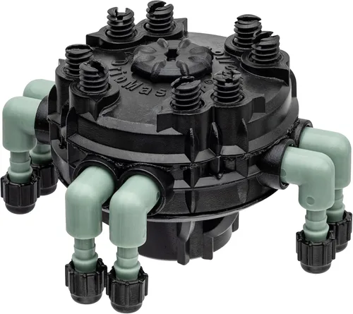 Miniatura 3 de Orbit Paquete de 2 colectores de riego por goteo de 8 puertos de flujo ajustable para tubo de 1/4" - 61008P