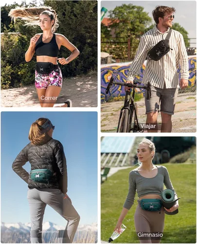 Miniatura 6 de WATERFLY Riñonera ligera y pequeña: Bolso de 1.5L, mini, delgado, cruzado, de cintura, con bloqueo RFID, antirrobo y resistente al agua para Negro