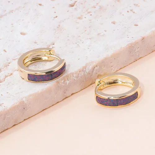 Miniatura 137 de CiNily Aretes Huggie de ópalo con bisagras, chapados en oro, hipoalergénicos, pequeños aretes de aro para mujeres, adolescentes, niñas, hombres