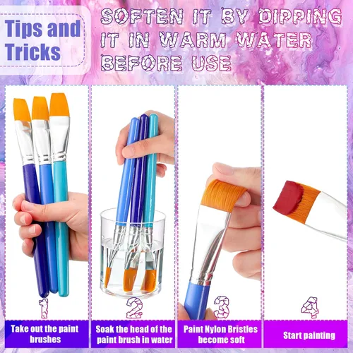 Miniatura 4 de Cindeer Paquete de 12 pinceles de pintura plana de 1 pulgada pequeños y anchos, pinceles acrílicos a granel, herramienta de pintura para acuarela