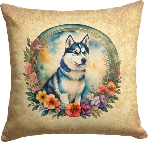 Miniatura 222 de Caroline's Treasures DAC2072PW1414 Affenpinscher and Flowers - Almohada decorativa de tela, lavable a máquina, para interiores y exteriores