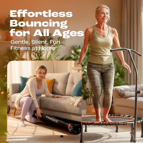 Miniatura 3 de MXL FIT Bounce PRO Bungee Rebounder - Premium Indoor Mini Trampoline for Adults, Silent Low-Impact Bounce, Half-Folding with Foldable Steel Legs &