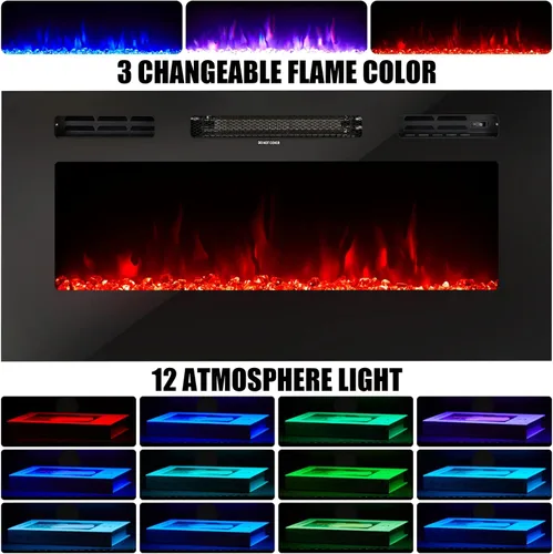 Miniatura 2 de AMERLIFE - Soporte de TV con chimenea, centro de entretenimiento con luz LED y chimenea eléctrica de 36 pulgadas, soporte de entretenimiento moderno