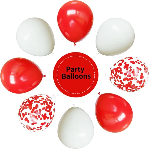 Miniatura 3 de Globos rojos y blancos, 67 globos de confeti rojo de 12 pulgadas y globos blancos para el día de la madre, día de San Valentín, cumpleaños, boda