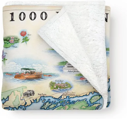 Miniatura 20 de Xplorer Maps Manta de forro polar del Parque Nacional Acadia Manta de 58 x 50 pulgadas Arte original dibujado a mano