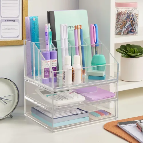 Miniatura 5 de STORi Chloe - Soporte de maquillaje transparente apilable y paquete de 4 cajones Organiza cosméticos y suministros de belleza Fabricado