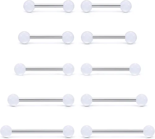 Miniatura 6 de Prjndjw 14G Acero quirúrgico rectas barras de pesas - Anillos para lengua y pezón para mujeres y hombres - Longitud 12MM, 14MM, 16MM, 18MM, 22mm