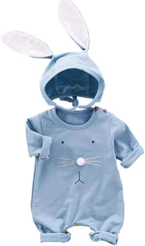 Fairy Baby Easter Outfits Baby Bunny Romper Rabbit Onesies Bodysuit Jumpsuit with Hat Cap Infant Newborn Boy Girls 0-18M