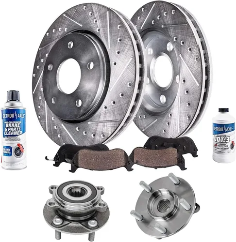 Miniatura 93 de Detroit Axle - Rotores de freno para Ford 2013-2019 Explorer Taurus Flex Lincoln MKT MKS, rotores de freno de disco ranurados perforados de repuesto