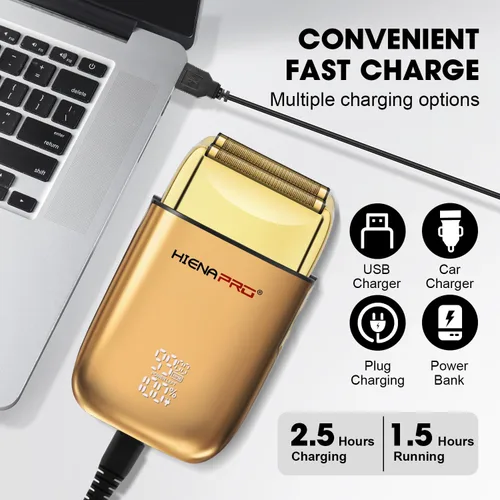 Miniatura 6 de HIENA PRO Afeitadora de aluminio para hombres barbería, recortadora eléctrica doble, maquinilla de afeitar eléctrica profesional, afeitadora