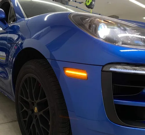 Miniatura 5 de iJDMTOY Kit de Luces Marcadoras Laterales de Parachoques LED Completas de Lente Transparente y Ámbar Compatible con Porsche Macan 2014-2024