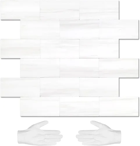 Miniatura 20 de STICKGOO azulejo de metro de 10 hojas para despegar y pegar, azulejo de pared autoadhesivo de PVC, salpicadero adhesivo de Calacatta para cocina