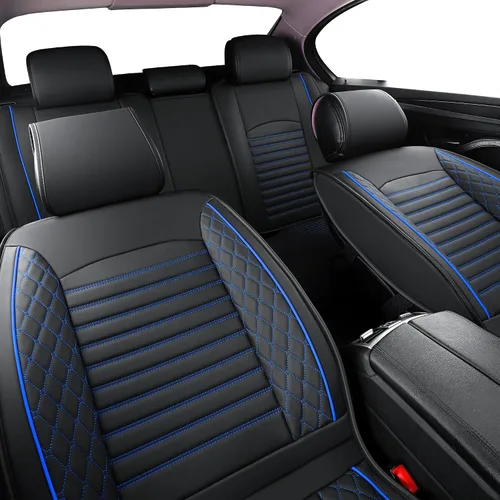 Miniatura 8 de Fundas de asiento de cuero para automóviles, juego completo de fundas de asiento de automóvil, fundas de asiento para camiones, SUV, cuero