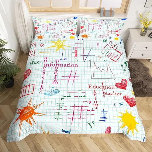 Miniatura 24 de Erosebridal Juego de ropa de cama con temática científica tamaño individual para niños y niñas, adolescentes, regalos de regreso a clases, funda